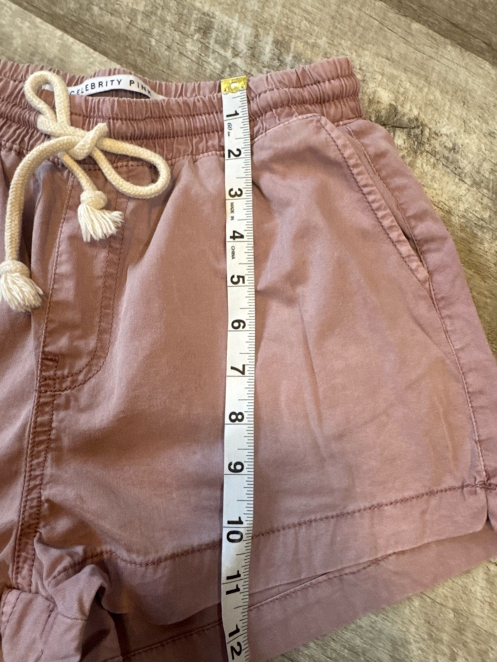Celebrity Pink Dusty Mauve Drawstring Shorts, Front & Back Pockets - Picture 11 of 11